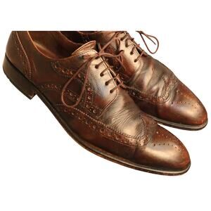 Ortiz Lloyd Germany Wingtip Lace Up Oxford Brown Leather Men 9.5F Dress Shoes